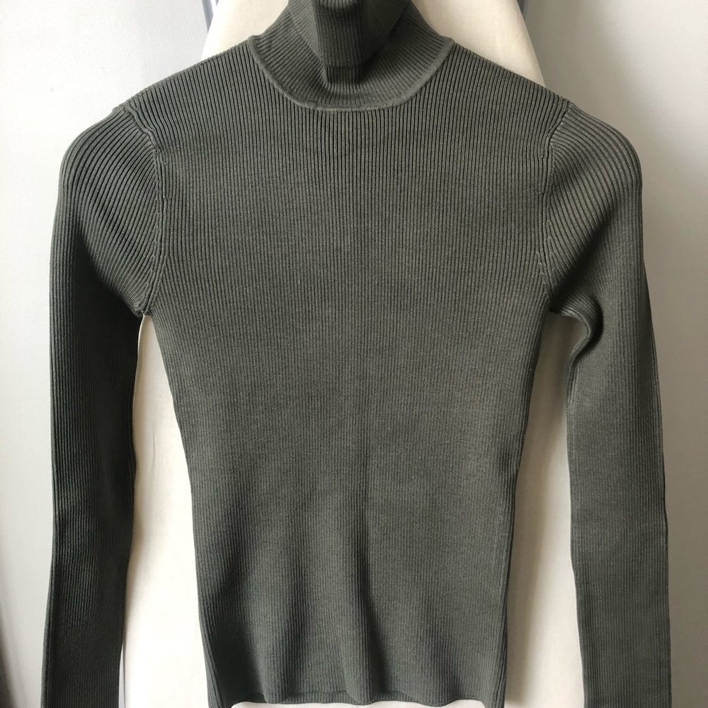 Aqua Silk Ribbed Turtleneck